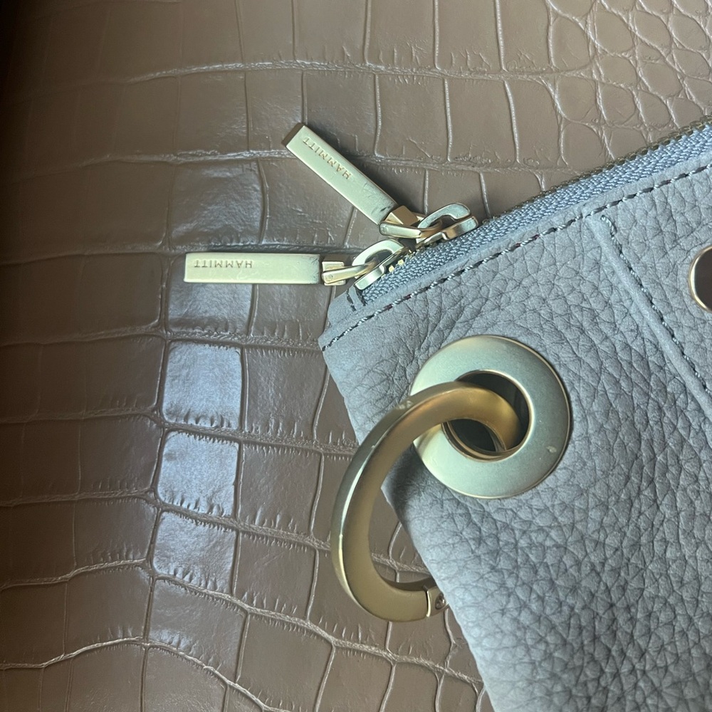 Hammitt Daniel Medium Grey Natural/Brushed Gold Womens Satchel Bag - Picture 6 of 8